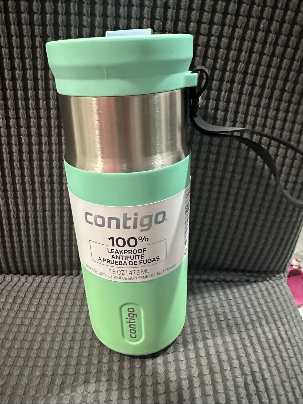 Contigo DualSip 16oz Stainless Steel Vacuum-Insulated Water Bottle 2-in-1 lid NE